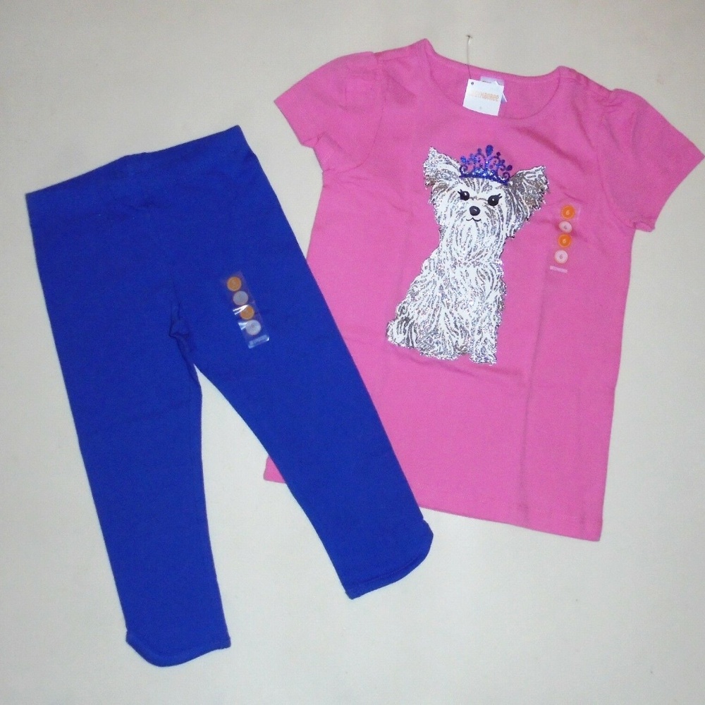 Gymboree Girls Puppy Tee Blue Capris Size 6 NEW